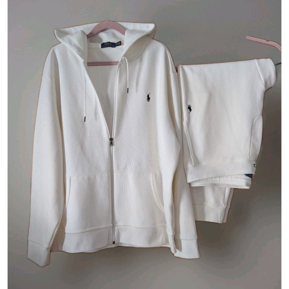 Polo Ralph Lauren Tops - White Polo Ralph Lauren Double-Knit Full-Zip Hoodie and matching joggers 2XL